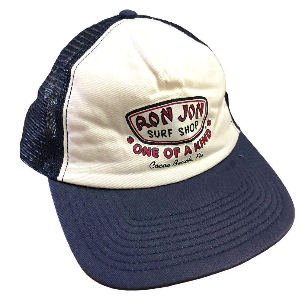 Ron Jon Surf Shop Mesh Strapback Trucker Hat Cocoa Beach FL 6 Panel EUC Beach